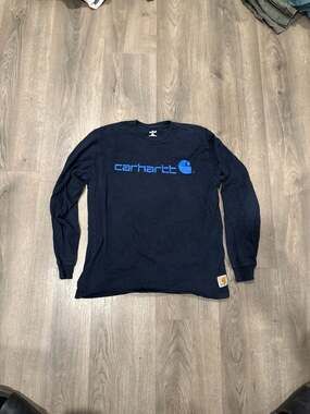 Carhartt Kids Navy Blue Long Sleeve Graphic T-Shirt Size L (10/12)